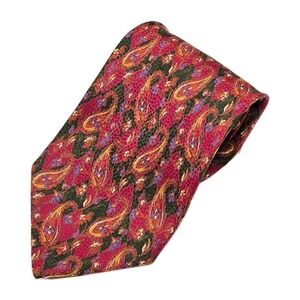 Valentino Cravatte Burgundy Paisley Silk Tie Men's‎ Vintage Necktie Jewel Tone